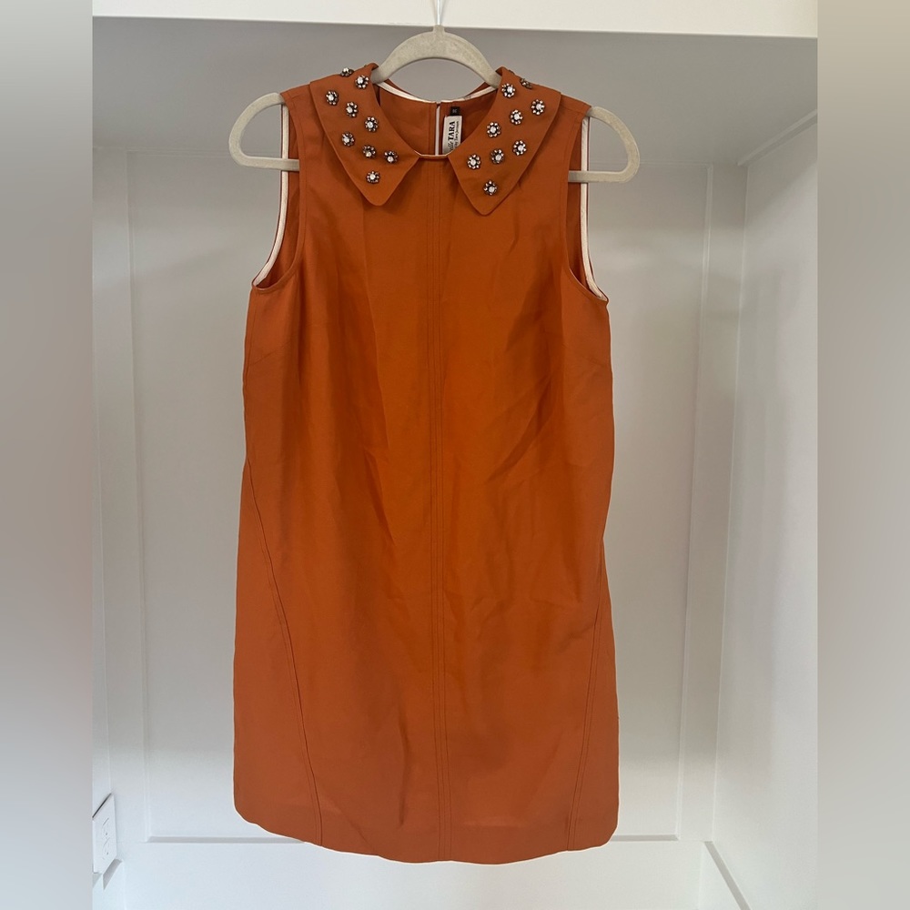 Tara Jarmon dress jeweled 38 orange